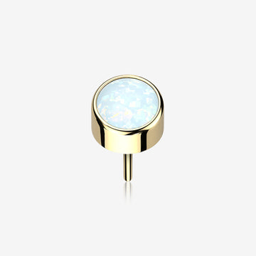 Implant Grade Titanium OneFit Threadless Bezel Round Fire Opal Sparkle Top Part-White Opal